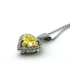 2.17 Ct  Fancy Yellow Heart  Diamond Pendant ,18K White Gold